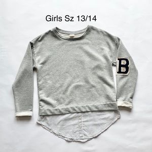 Zara Girls Gray Tunic Sweatshirt Sweater Sz 13/14